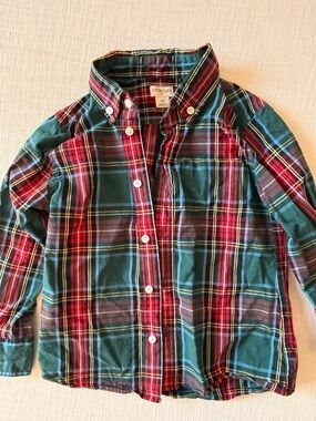 Crewcuts Red & Green Plaid Button-Down Shirt